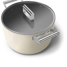 Caçarola Alta Antiaderente Alumínio 26cm Creme Smeg