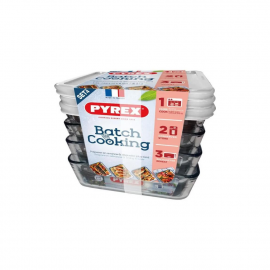 PYREX Conjunto de Tigelas de Vidro 4 peças 1,5lt branco