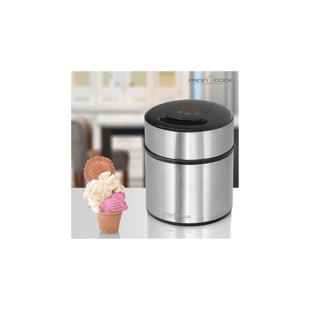 PROFICOOK Máquina De Fazer Gelado- até 1800 ml de gelados/ Potência: 220–240 V, 50 Hz, 12 W