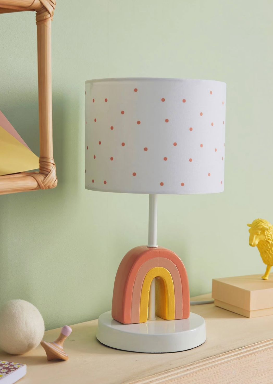 Candeeiro de mesa de cabeceira, com pé em forma de arco-íris – rosa