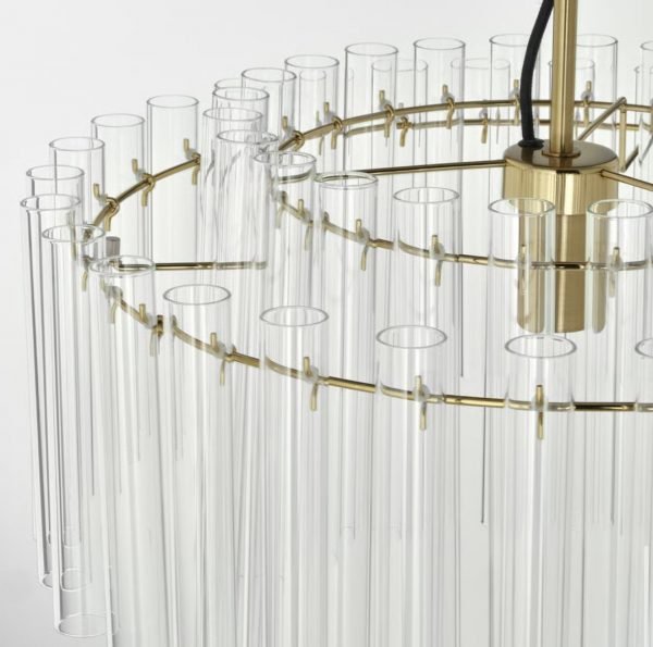 Candeeiro suspenso, vidro/chapeado em latão, 54 cm - Image 4