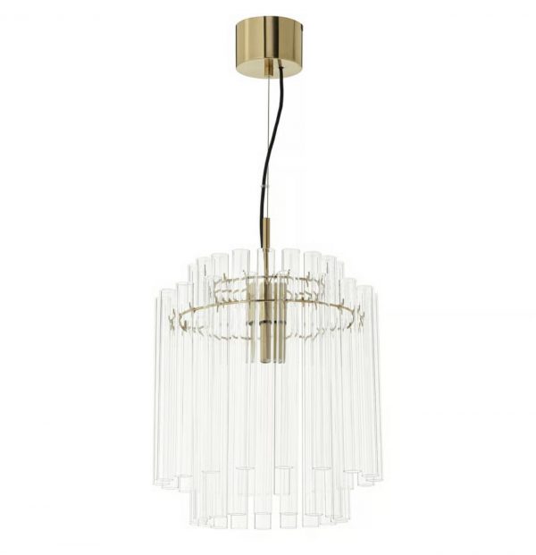Candeeiro suspenso, vidro/chapeado em latão, 38 cm - Image 4
