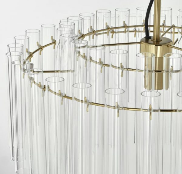 Candeeiro suspenso, vidro/chapeado em latão, 38 cm - Image 2