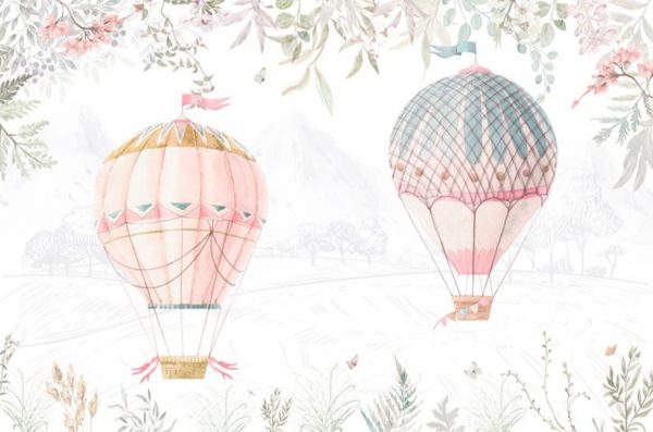 Mural Infantil Voando de Balão Rosa - Image 2