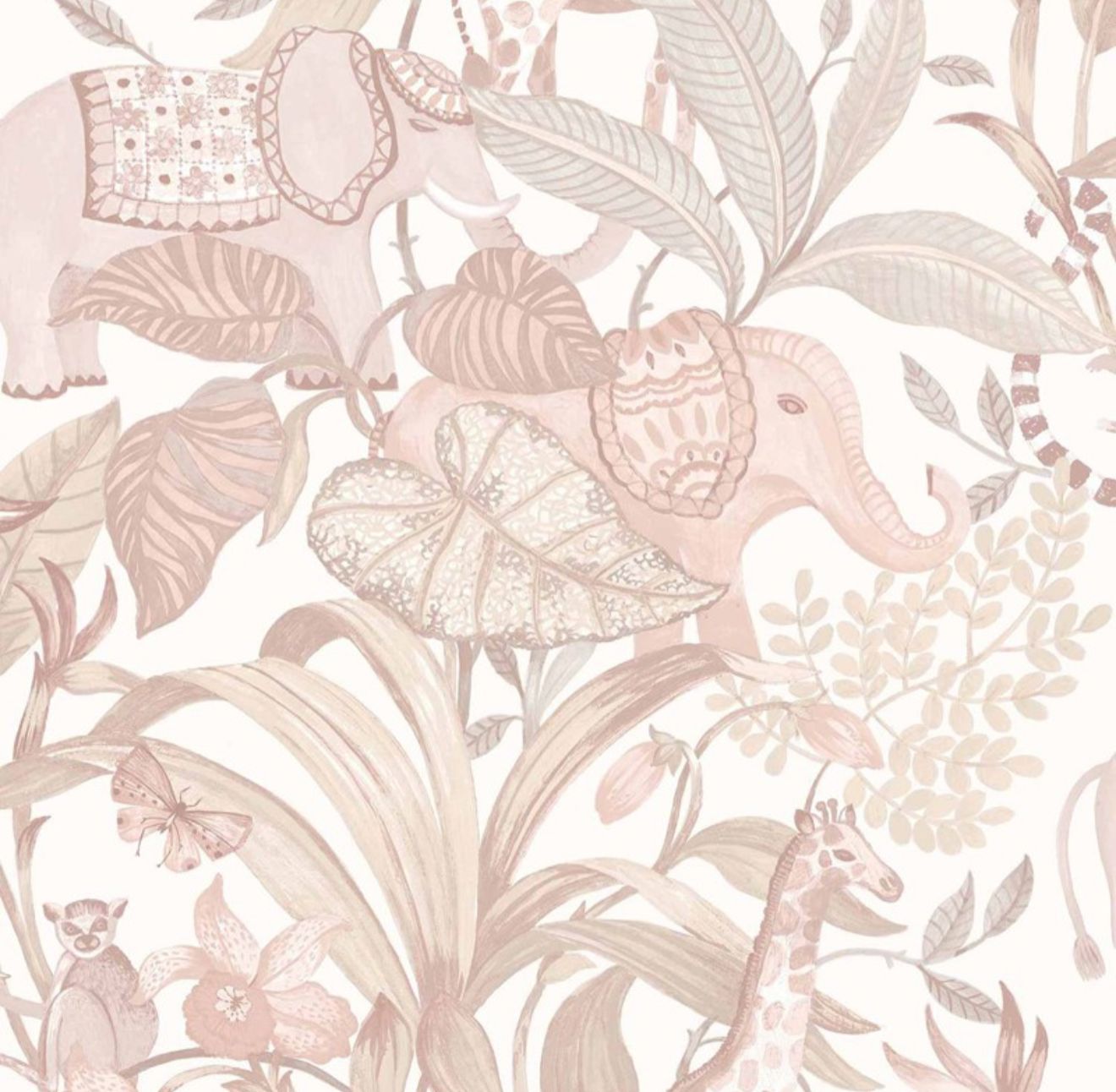 Papel de parede infantil  ANIMAIS SAFARI ROSA