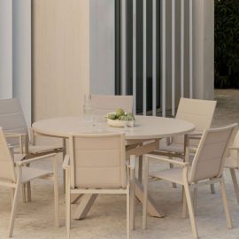 Mesa de jardim extensível 145-200x145 cm em alumínio Barce