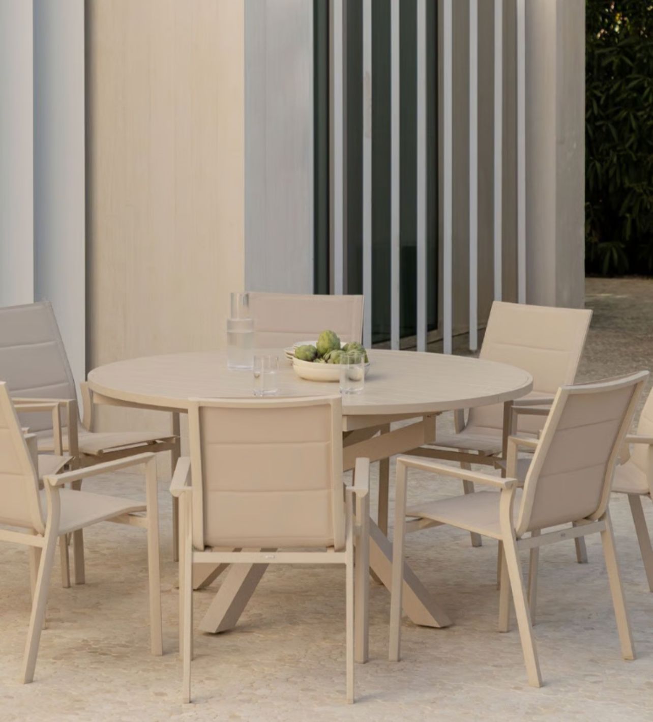 Mesa de jardim extensível 145-200×145 cm em alumínio Barce
