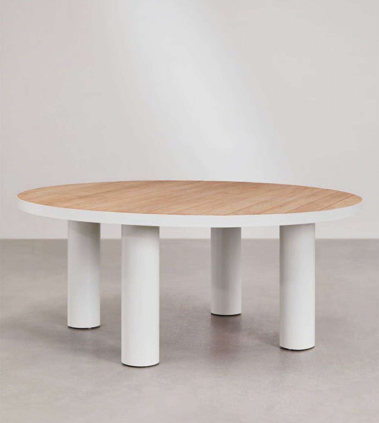 Mesa de jardim redonda Riviera Ø180 cm em madeira de teca e alumínio