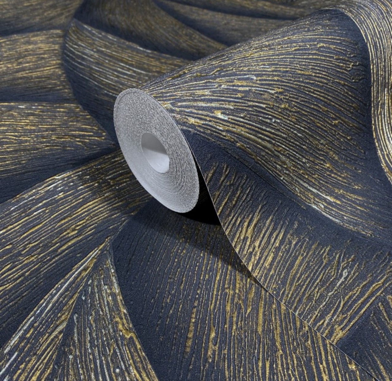 Papel de parede ESPIRAL  3D PRETO E DOURADO