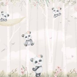 Mural Infantil Pandas Amorosas