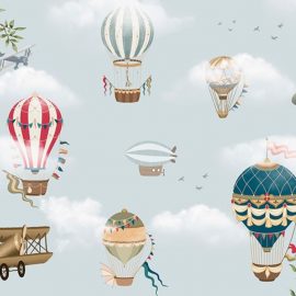 Mural Infantil Aviões e Balões