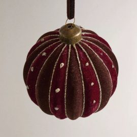 ENFEITE ÁRVORE BOLA VELUDO NATAL