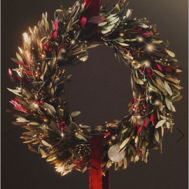 ENFEITE COROA FOLHAS OLIVEIRA NATAL (60 CM)