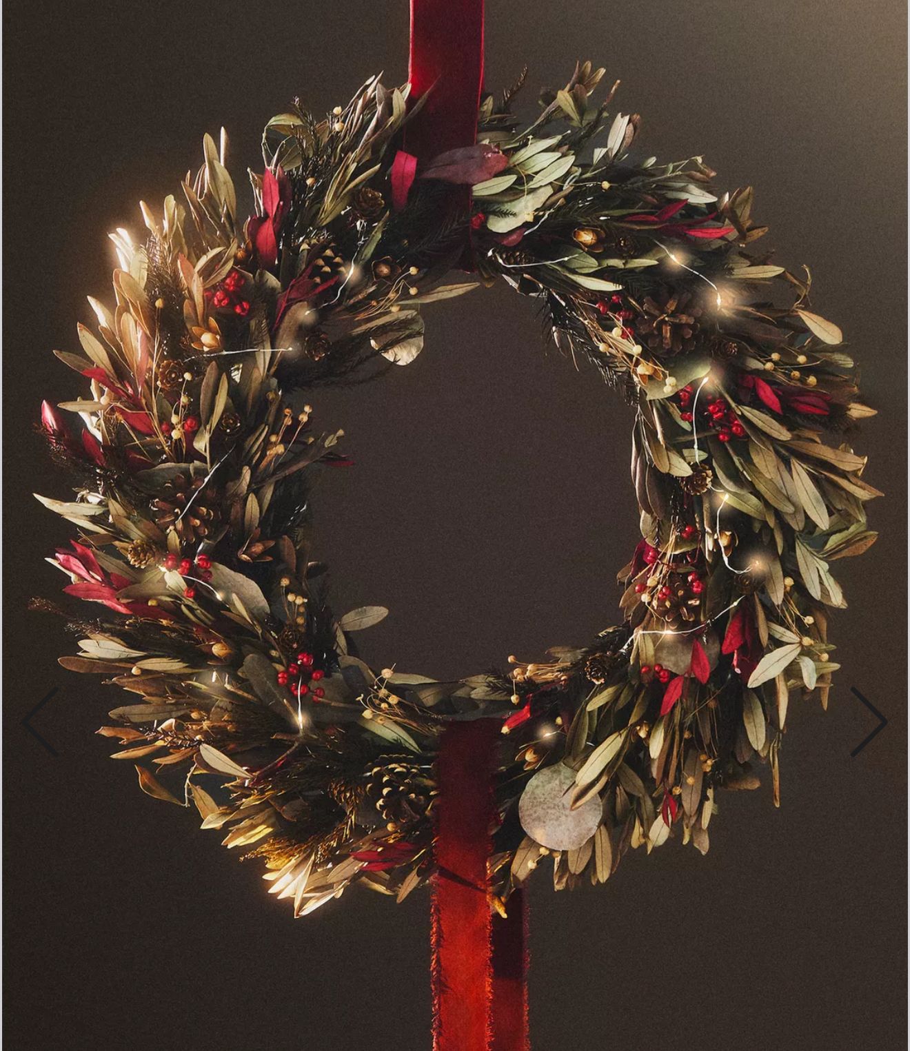 ENFEITE COROA FOLHAS OLIVEIRA NATAL (60 CM)