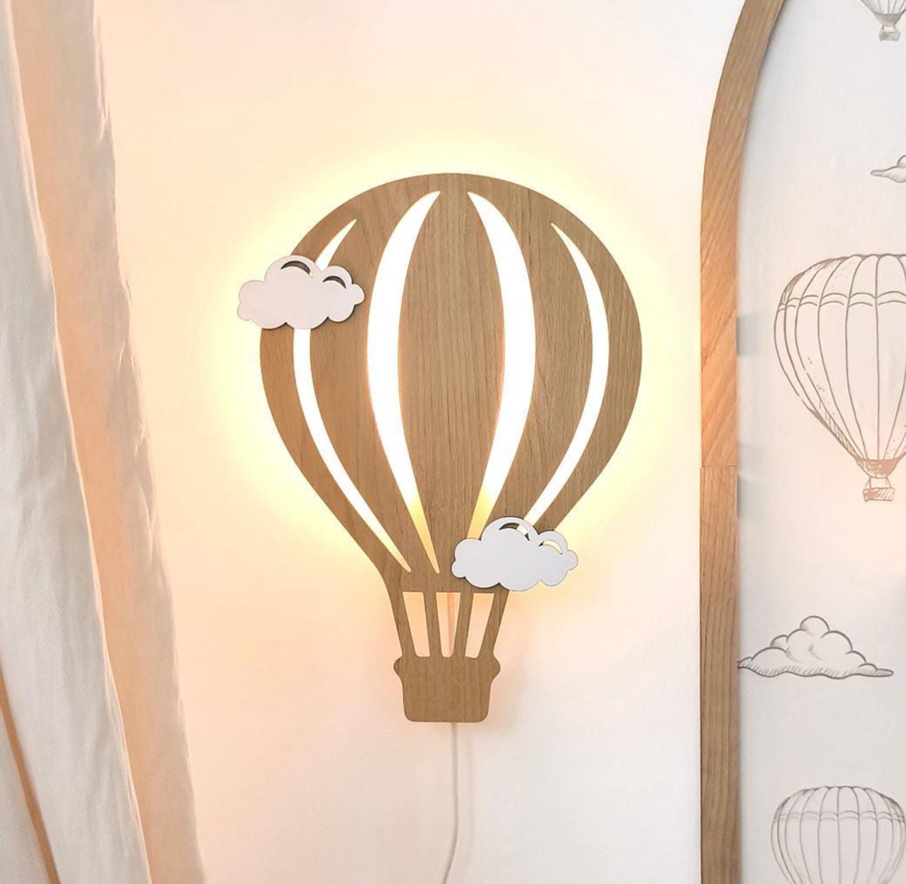 Abajur de balão de ar quente com nuvens para crianças - Image 2