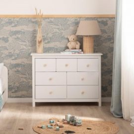 Cómoda infantil de 7 gavetas lacada cor branco