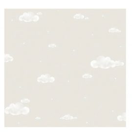 Papel de parede pequenas nuvens bege e branco