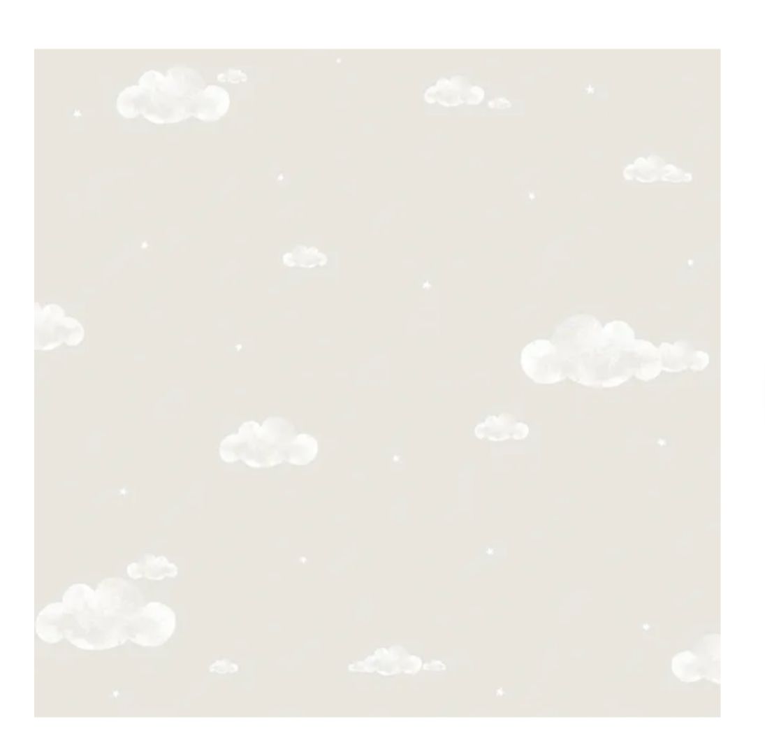 Papel de parede pequenas nuvens bege e branco