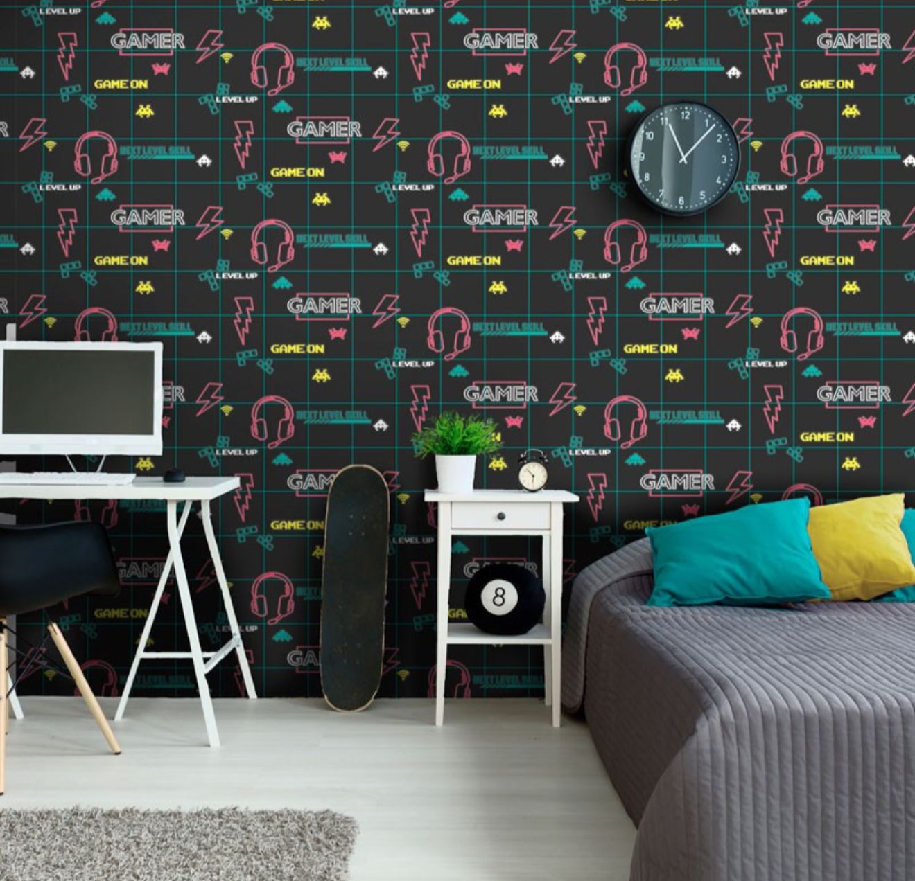 Papel de Parede JUVENIL GAMER PRETO