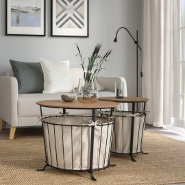 Mesa de arrumação, preto/pinho castanho claro c/velatura, 60 cm